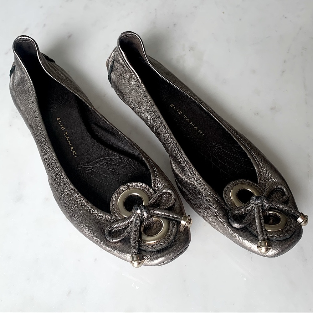 Elie Tahari Metallic Leather Flat